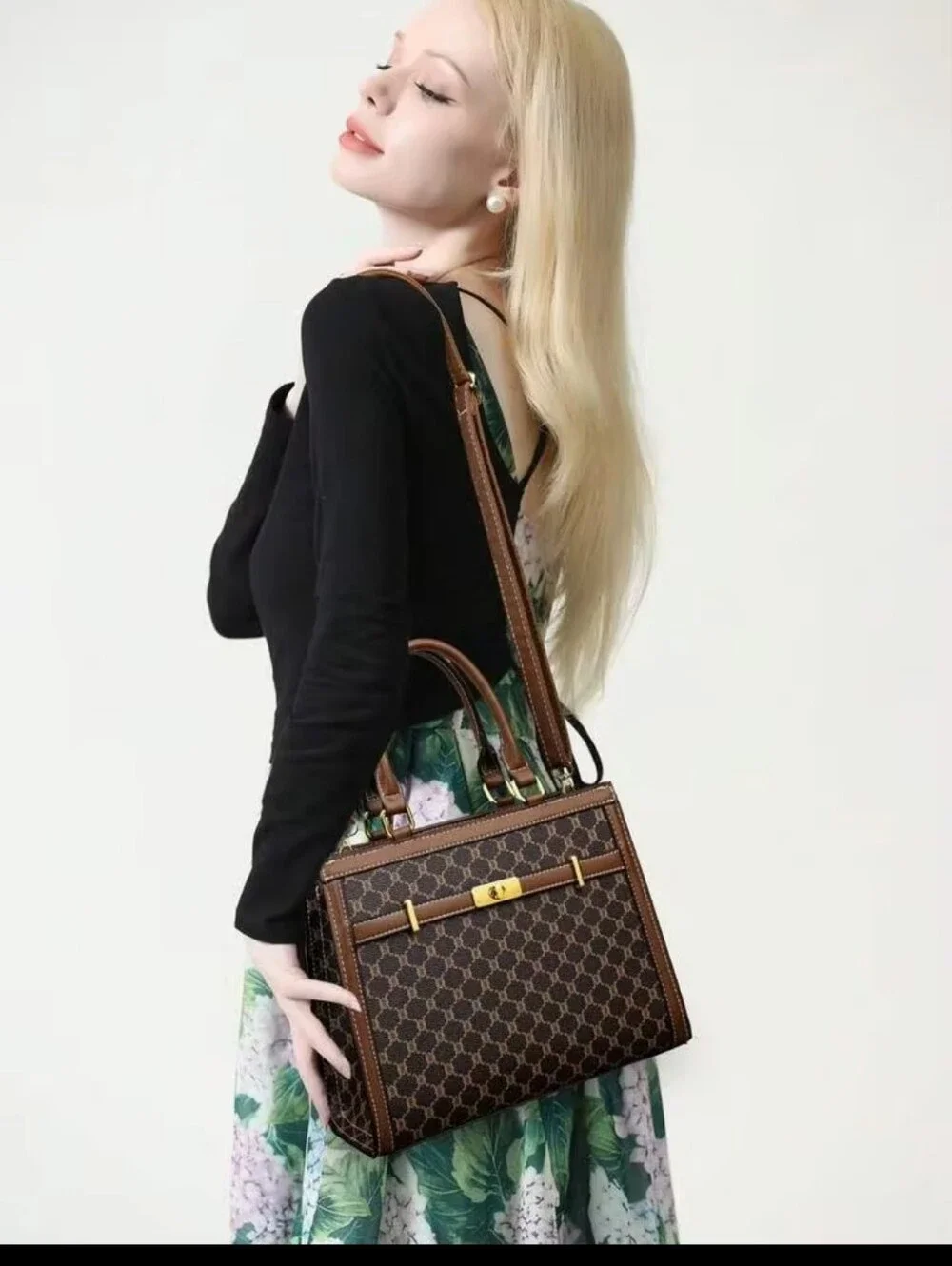 3pcs Set: Multicolor Plaid PU Leather Handbag, Shoulder Bag, Zipper Tote Bag,